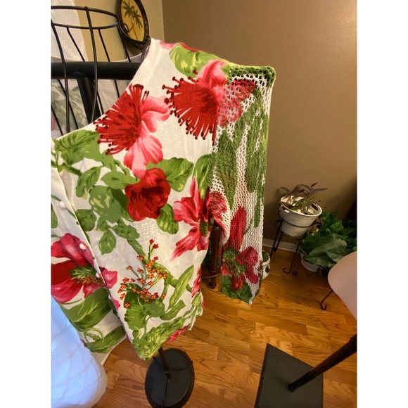 Nygard Collection Cardigan open Knit Sleeve Sequins Embroidery - Picture 6 of 11